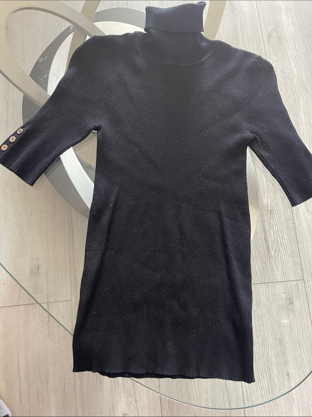 White House Black Market Black Ribbed Turtleneck Midi Dress